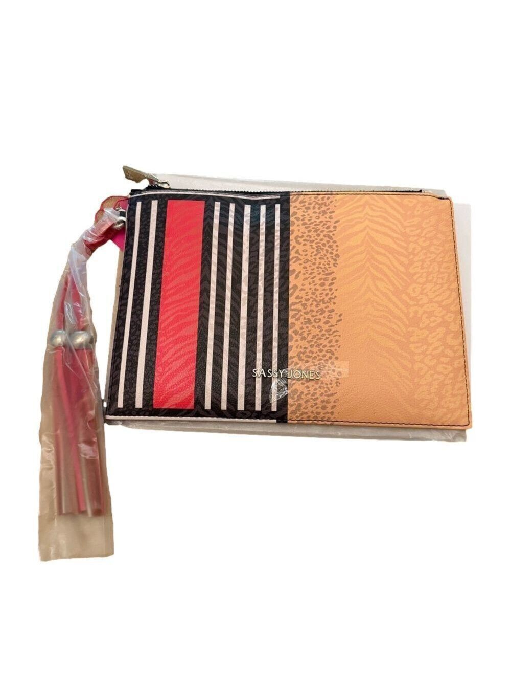 Sassy Jones Red and Black Geometric Clutch NWT